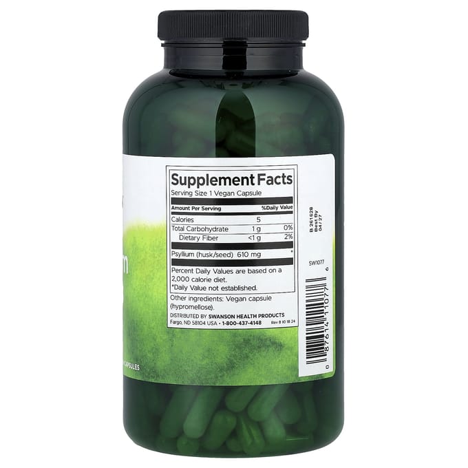Coque de Psyllium, 610 mg, 300 gélules
