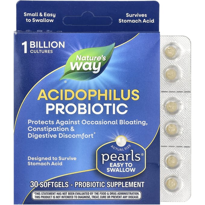 Nature's Way, Acidophilus Probiotic Pearl, 1 milliard d'UFC, 30 gélules