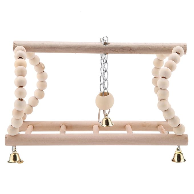 Huisdier Papegaai Speelgoed Houten Klim Schommel Ladder voor Vogels Hamster beige