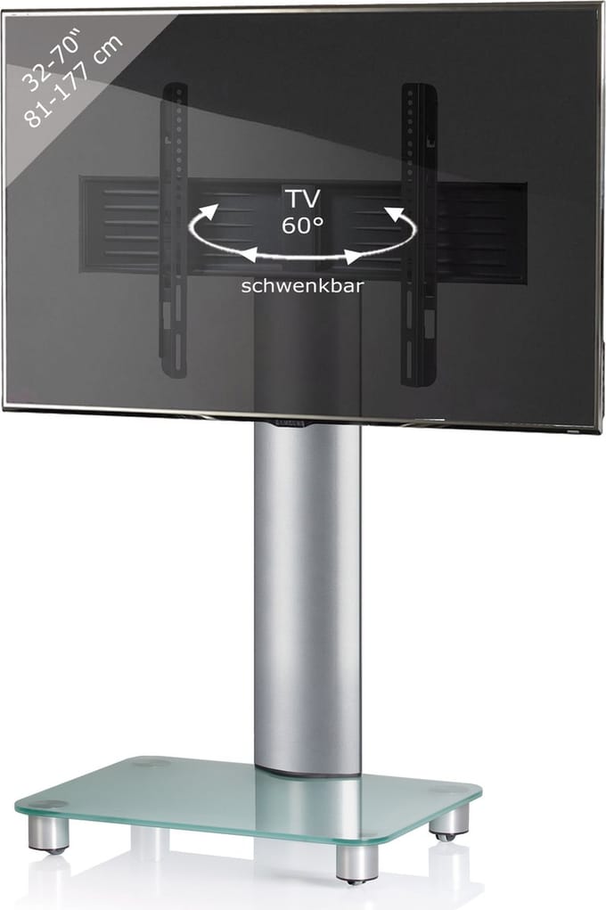 Universeel TV VESA statief Televisierek aluminium glas oprolbare wielen Tosal