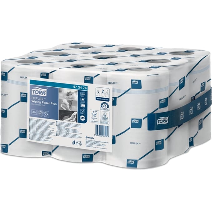 Tork 473474 6st Reflex Plus Mini Centerfeed Poetspapier Wit M3, Multifunctioneel, 9 x 200 vellen (473474)