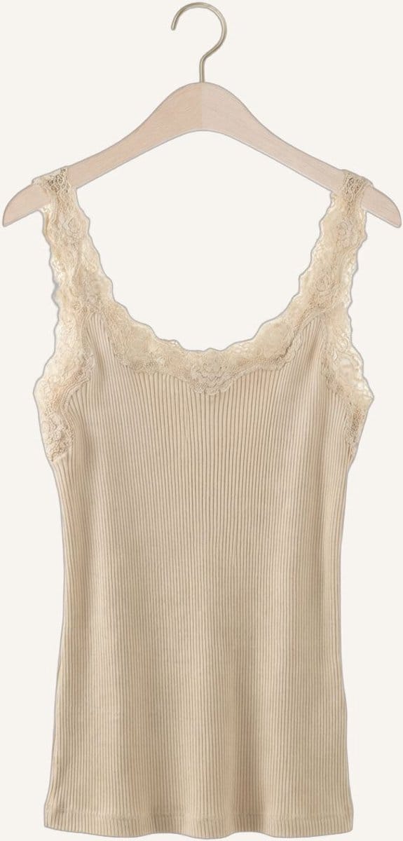 Rosemunde Babette Deep Back Silk Top Dames - Topjes - Beige - Maat S