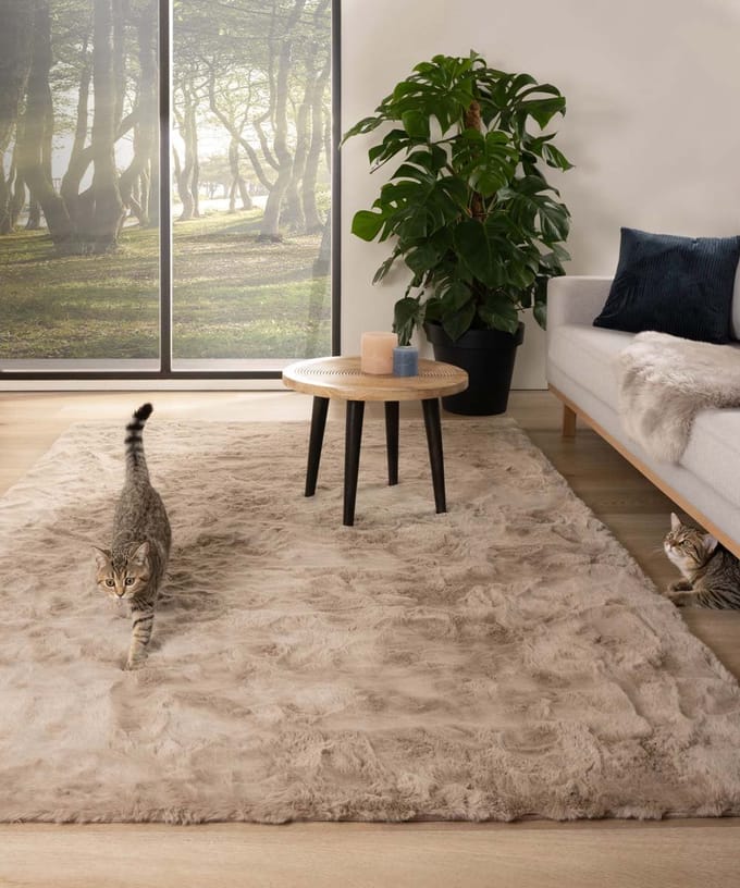 Fluffy vloerkleed - Comfy plus taupe 80x150