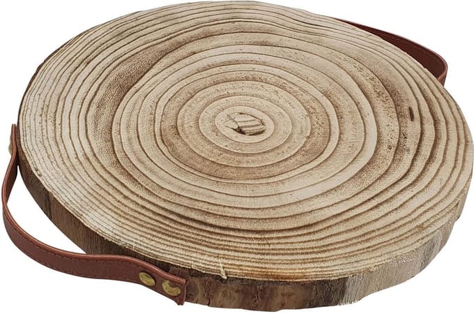 Playwood - Decoration Tree Disc Paulownia Wood with Leather Handles