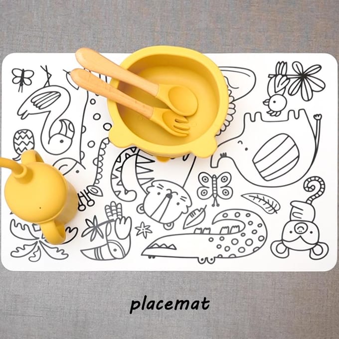 Gepersonaliseerde DIY Kleur Silicone Baby Placemats Cartoon Patroon Tafel Placemats Herbruikbare Doodle Tekenmat Babyspullen gray