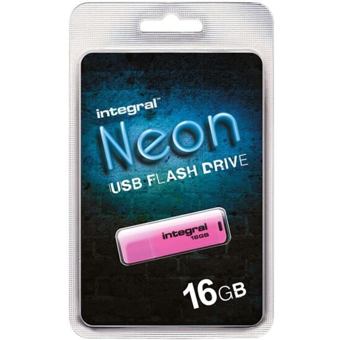 Usb stick 2.0 integral neon usb-a 16gb roze