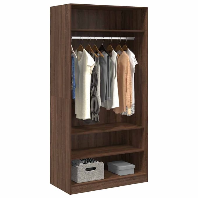 vidaXL - Kledingkast - 100x50x200 - cm - bewerkt - hout - bruin - eikenkleur