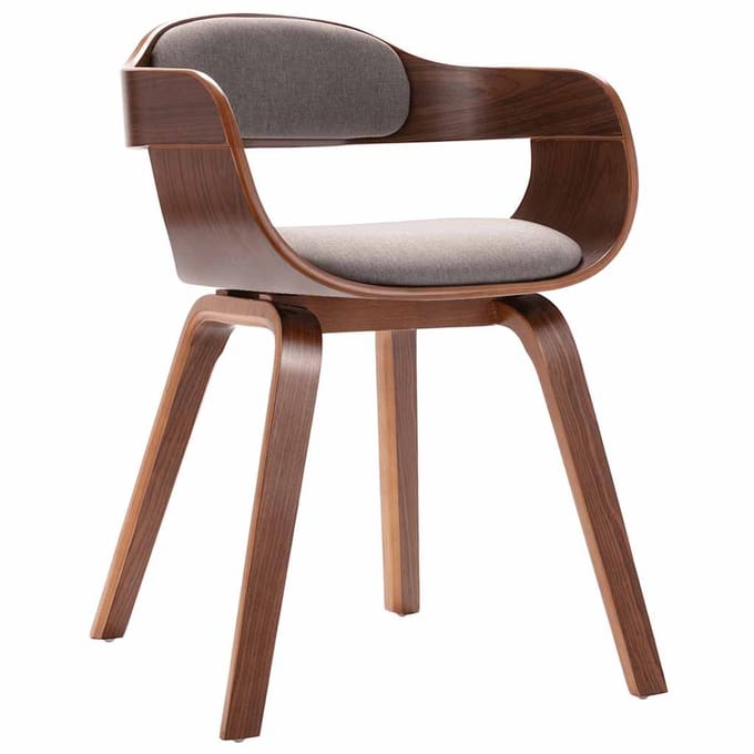 vidaXL - Eetkamerstoel - gebogen - hout - en - stof - taupe
