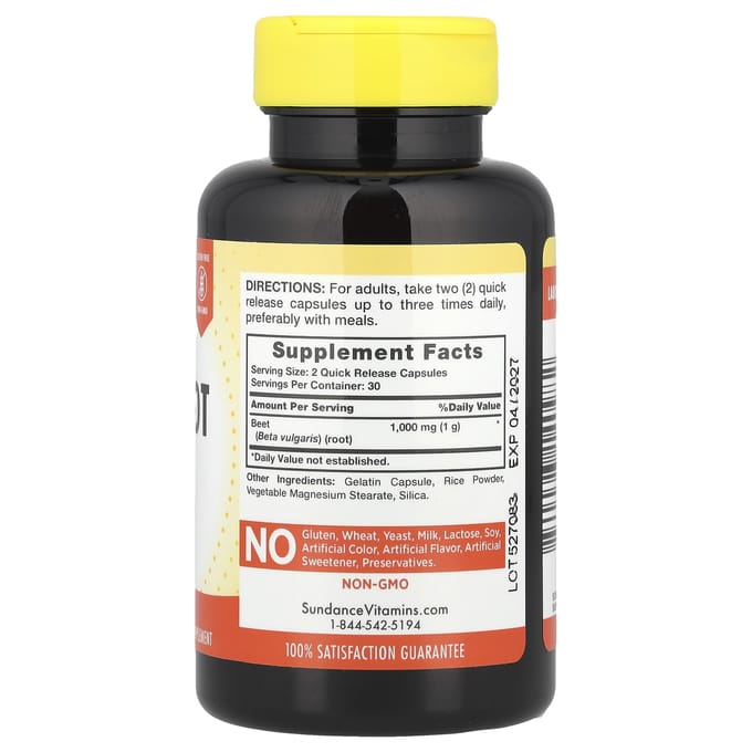 Racine de betterave, Capsules à libération rapide, 60 ct (500 mg par gélule)