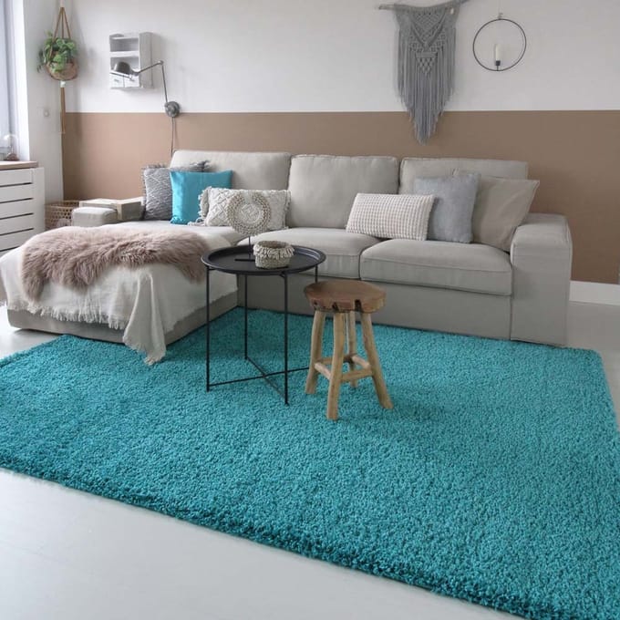 Hoogpolige loper - Shaggy Trend turquoise 80x250
