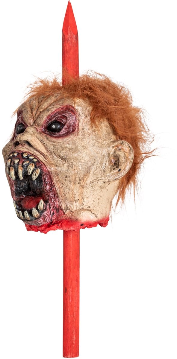 Zombie hoofd op staak Halloween en Horror party deco