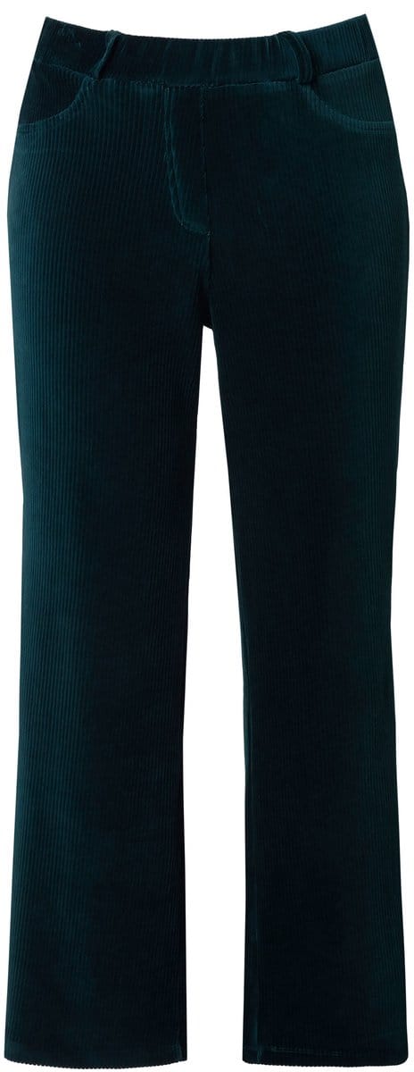 Ulla Popken - Dames - Corduroy instapbroek Mary elastische tailleband - Smaragdgroen - Maat 58