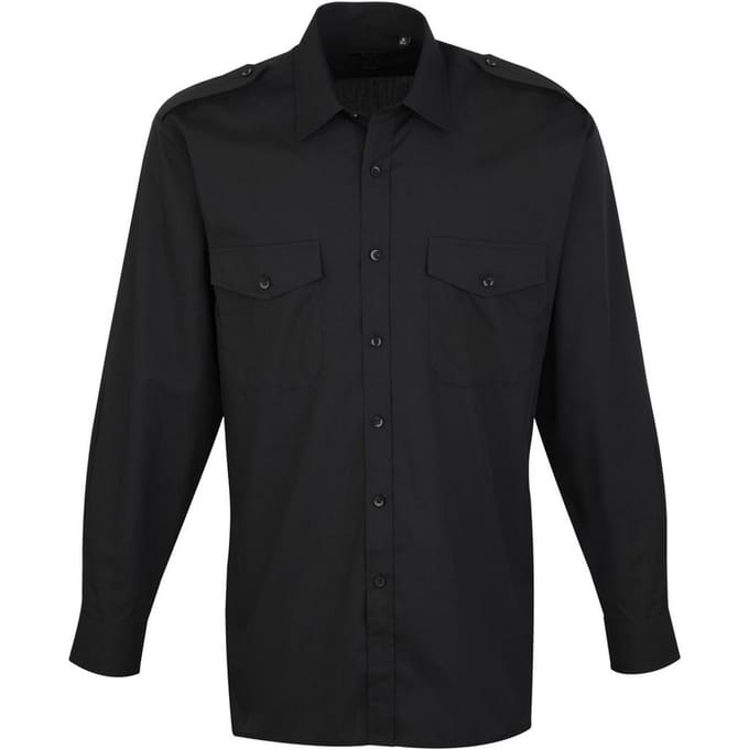 Premier pilotenshirt met lange mouwen voor heren 17in zwart