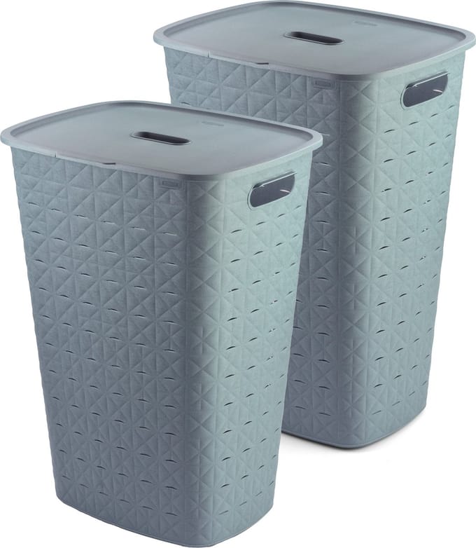Curver Softex Wasmand met Deksel 56L - 2 stuks - Blauw