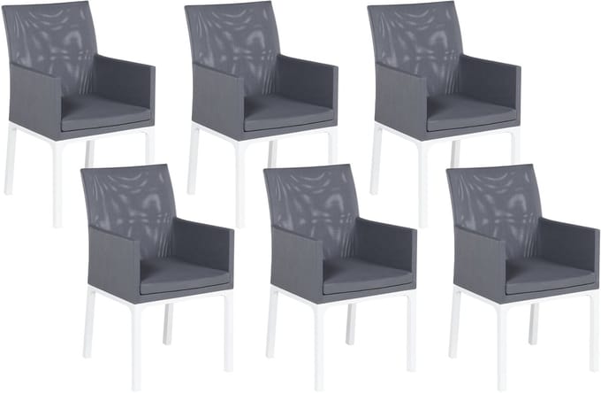 BACOLI - Tuinstoel set van 6 - Donkergrijs - Polyester
