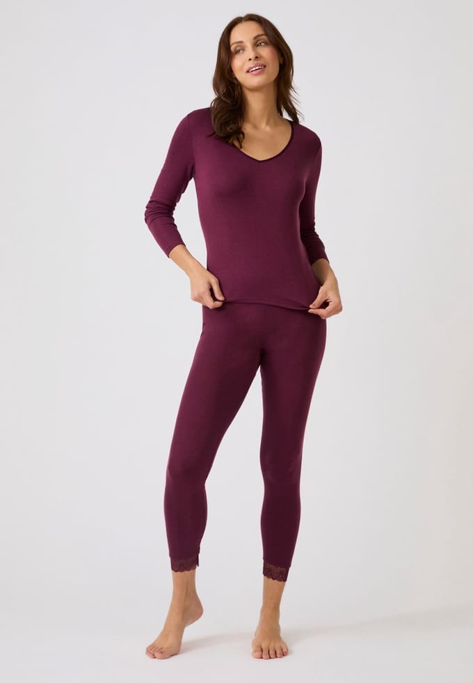 Damart - Thermolactyl Sensitive T-shirt lange mouw V-hals - Dames - Rood - 38-40 (S)