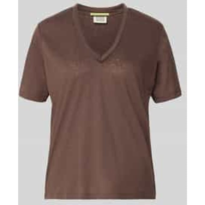 regular fit T-shirt van linnenmix met V-hals