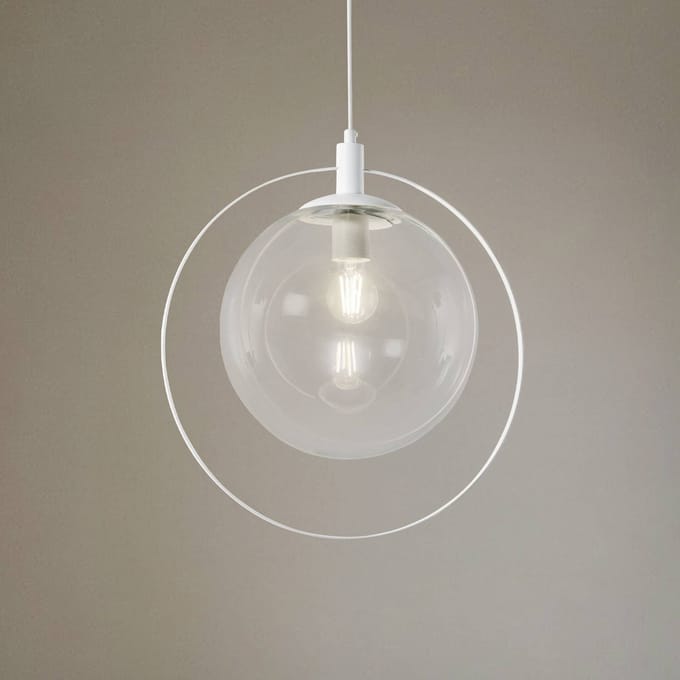ALDEX Hanglamp Aura, wit, metaal, glas, helder, E27