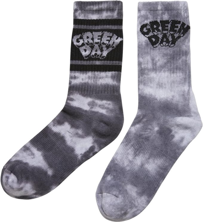 Merchcode Green Day - Green Day Tie Die 2-Pack Sokken - 43/46 - Zwart/Wit