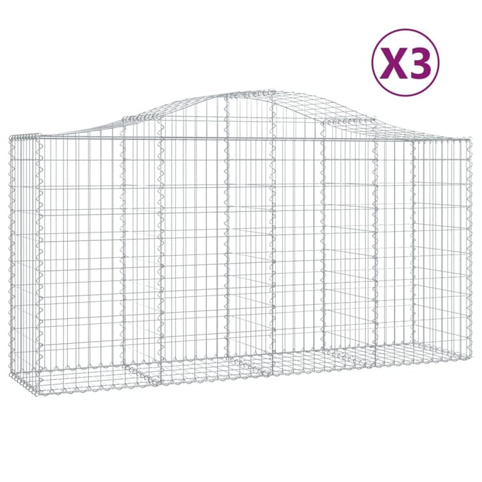 vidaXL - Schanskorven - 3 - st - gewelfd - 200x50x100/120 - cm - ijzer