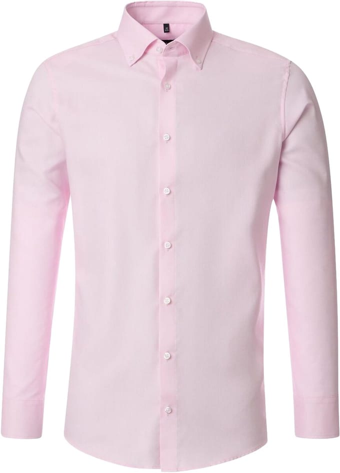 VENTI modern fit overhemd - Oxford - roze - Strijkvriendelijk - Boordmaat: 41