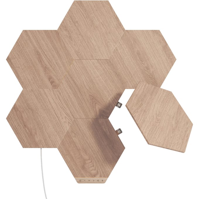 Nanoleaf Elements Hexagons Starter Kit - Slimme Verlichting - 7 LED Panelen - Houteffect - Google