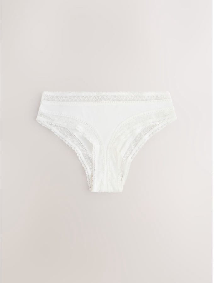 Next - Dames - Ultimate Comfort Premium Braziliaanse slip met kant en modal - Crème