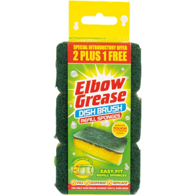 Elbow Grease Afwasborstel - Vervangbare Sponsen - 3 Stuks