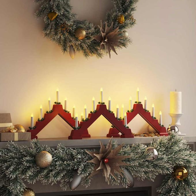 vidaXL - Kerst - Kaarsbrug - 3 - st - 7 - LED's - Warmwit - 39,5 - x - 5 - x - 29 - cm