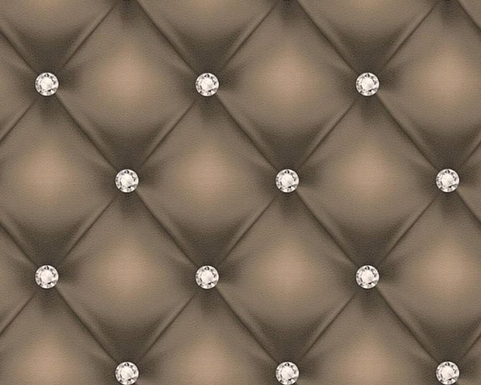 GECAPITONNEERD BEHANG met edelstenen - Bruin Creme Metallic - AS Creation Hermitage 10