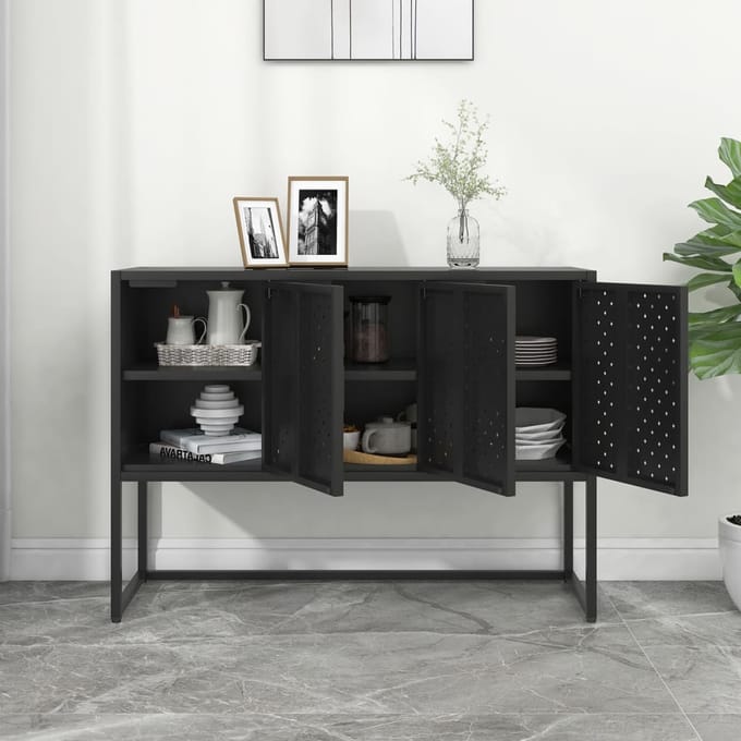vidaXL - Dressoir - 105x35x75 - cm - staal - zwart
