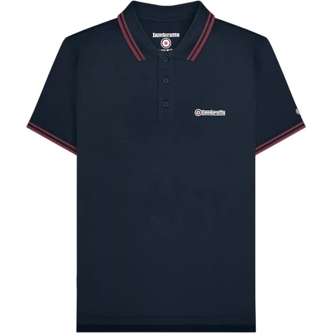 Lambretta Heren Twin Tip Groot & Lang Poloshirt (Donker marine/Bourgondië)