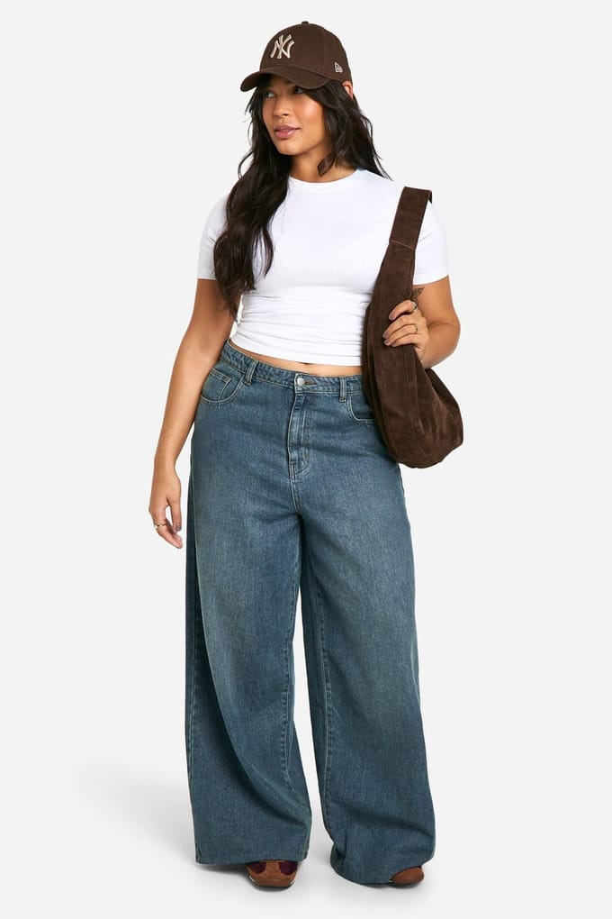 Dames Boohoo Basics Plus Cotton Crew Neck Fitted T-Shirt | Wit | Maat: 48