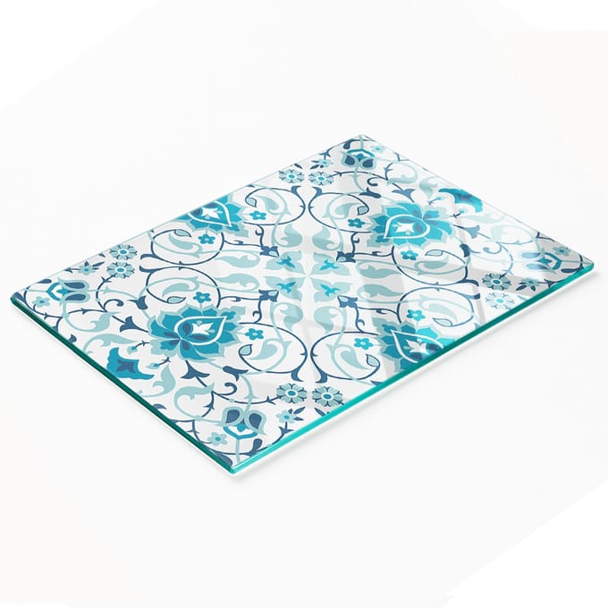 Multifunctionele decoratieve glazen keukenplank met Arabisch patroon, 80x52 cm