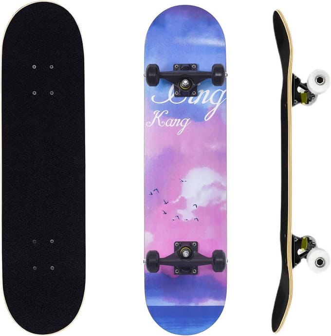 Compleet Skateboard voor Beginners - 80x20 cm - Dubbele Kicktail - 7 Lagen Hout