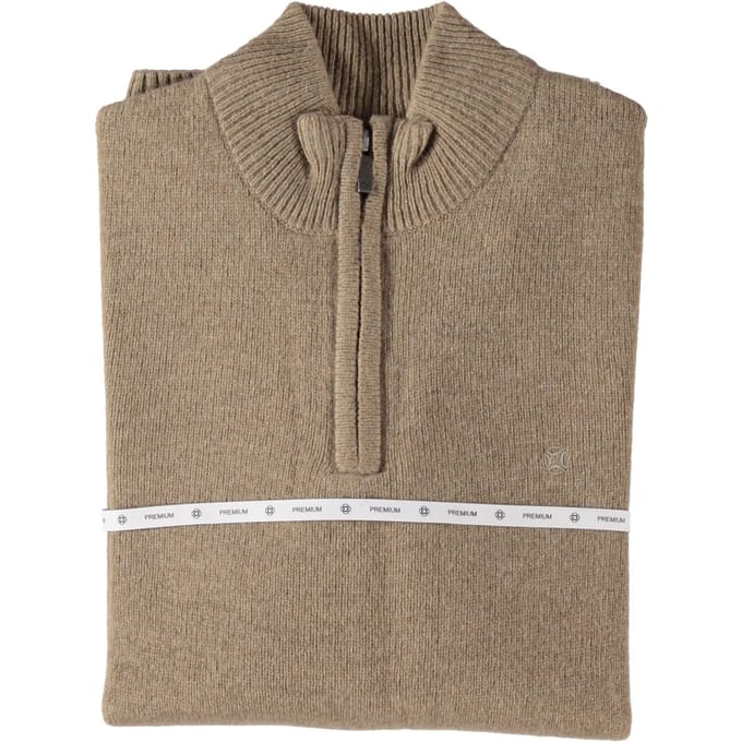 Fellows United Pullover Premium Half Zip Jersey Knit Mid Brown (52.1137 - 145)