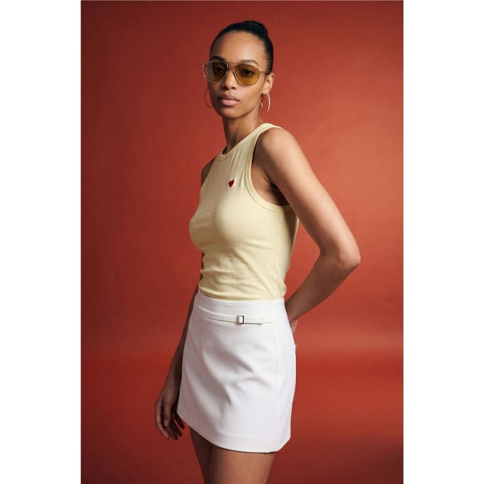 Geborduurd Mouwloos Slim-Fit Jersey Blouse