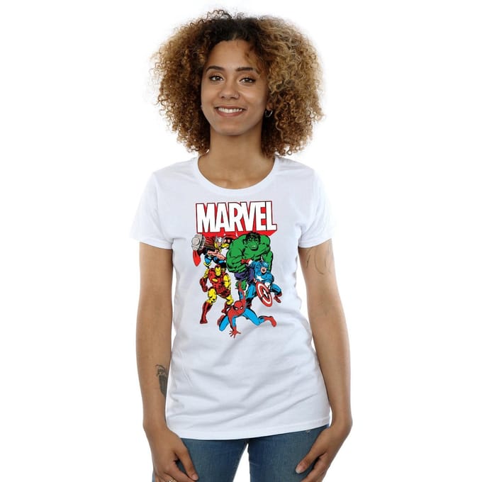 Marvel Dames/Dames Hero Group Katoenen T-Shirt (Wit)