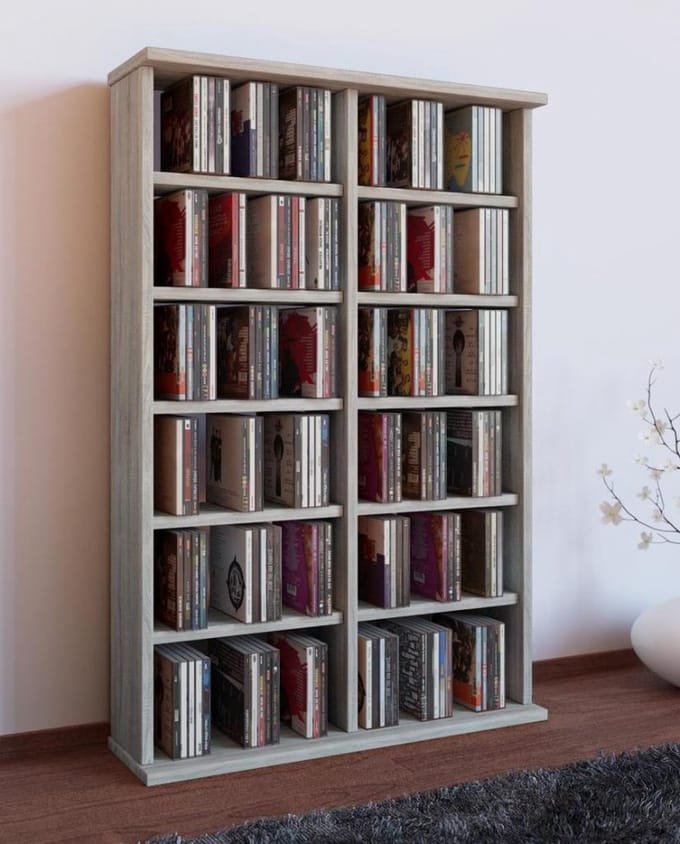 Houten CD DVD-standaard plank kabinet opslag staande plank Ronul