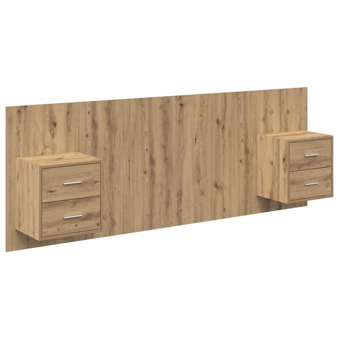 vidaXL - Hoofdeinde - Met - Kast - 3 - st - Artisan - Eiken - Bewerkt - hout