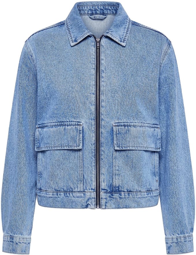 Studio Untold - Dames - Spijkerjasje boxy shape rits veel zakken - Blauw denim - Maat 50+