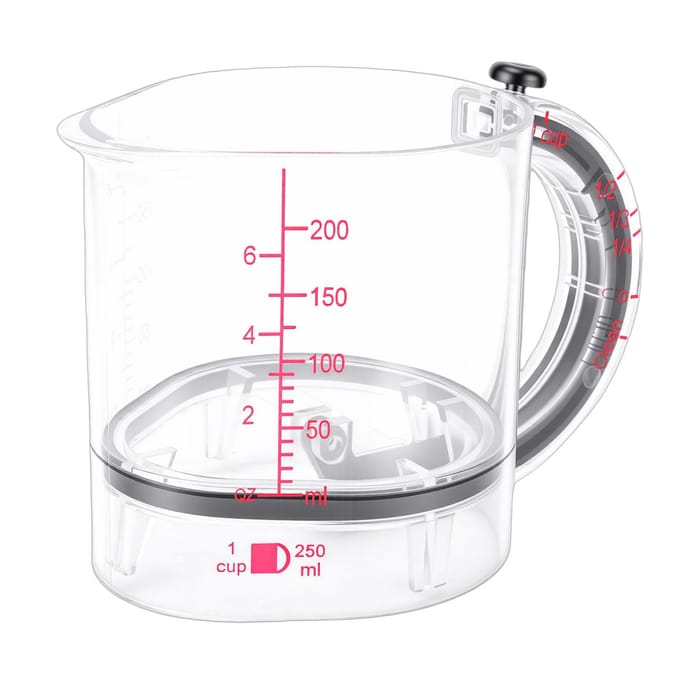 Verstelbare Maatbeker 4-in-1 Multifunctioneel met Basis voor Koken Bakken Ingrediënten white