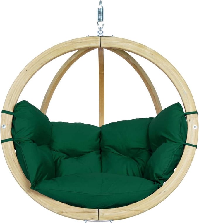 Amazonas Globo Chair Hangstoel 1-Persoons Groene Kussens - Vurenhout