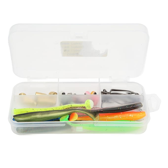 45 pièces Kit d'accessoires de pêche avec boîte de rangement Hameçons Appâts Hameçons Pivotants pour Eau Salée white