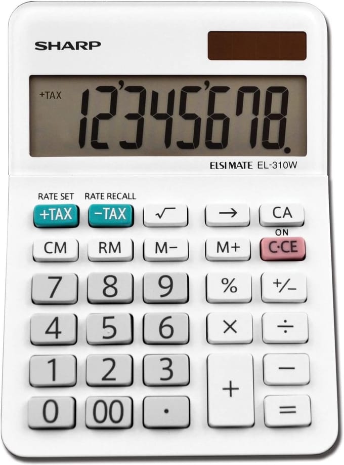 Basis Rekenmachine - Desktop Calculator - Dagelijkse Berekeningen - Extra Groot Display - 8 Cijfers LCD - Wit