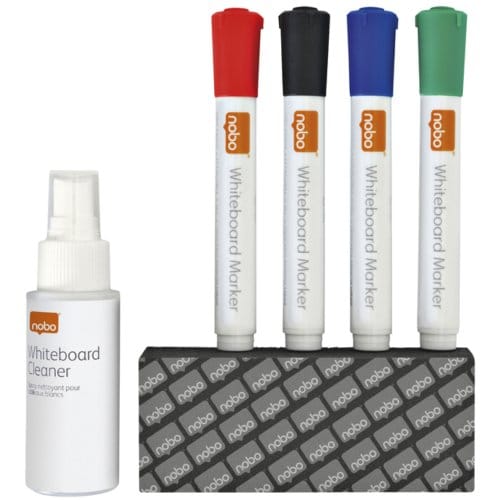 Nobo Whiteboard Droog Reiniging Starterkit - 1 Spray - 4 Stiften - 1 Wisser