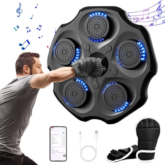 Botec Slimme Muziekboksmachine - boxing machine - bokszak - inclusief accesoires - 44cm breed