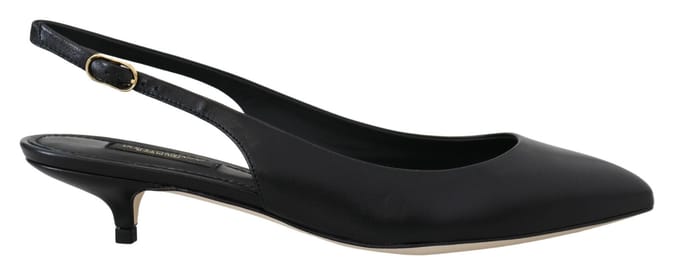 Dolce & Gabbana Zwarte Leren Slingback Hakken Pumps Schoenen