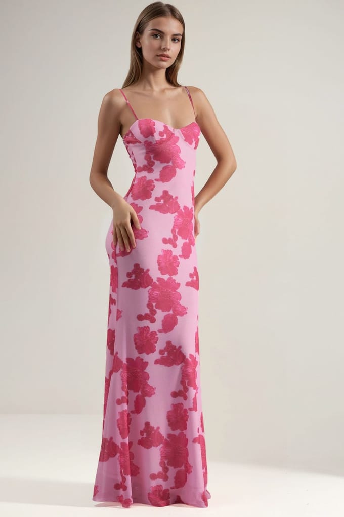 Maxi-jurk met Hartkraag en Bloemenprint