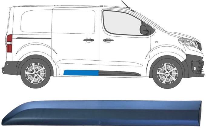 Achterste zijlijst sierlijst voor Citroen Jumpy 2016- / Rechts